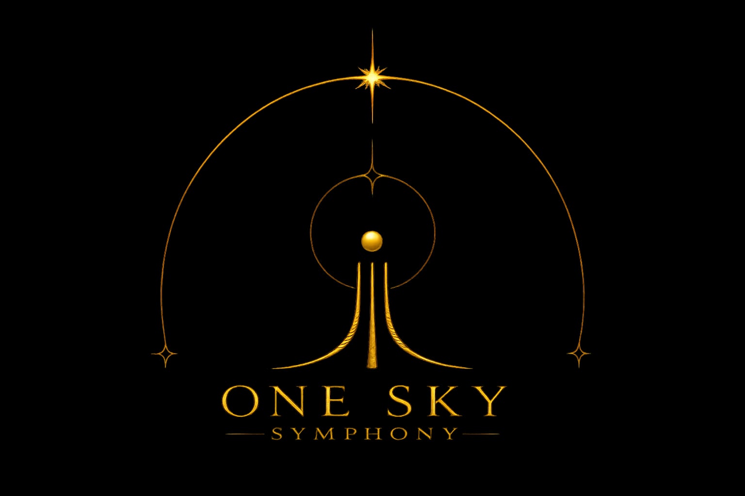 The ONE SKY SYMPHONY logo in gold — the mark above the wordmark