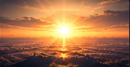 Sunrise over an unbroken sea of cloud, the light laid flat across it.